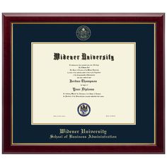 a diploma frame with an image of a seal on it