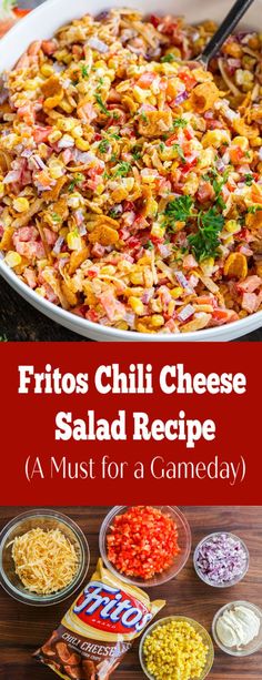 fritos chilli cheese salad recipe in a bowl