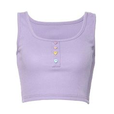 Heart Button Lavender Ribbed Top Cute Egirl, Celana Jogger Wanita, Purple Vests, Purple Crop Top, Mode Chanel, Fashion 90s, Colorful Crop Tops, Grunge Look, Heart Button