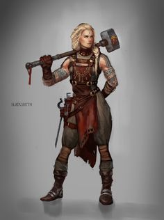 Female Barbarian, Rpg Wallpaper, Blacksmith Hammer, Rpg Dice