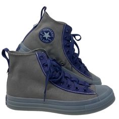 Converse Chuck Taylor Cx Shoes Skate Women's Size Casual Hi Gray Canvas A05204c Brand New With Box No Lid. 100% Authentic! Next Level Take A Step Towards Bold Style And Comfort. Adding A Stretch Canvas Upper To The Revolutionary Cx Foam, To Create A Groundbreaking Style. Additional Binding, Zig-Zag Stitching, And Webbing Details Down The Heel And Tongue Evolve This Design To Help Mold The Future Of Footwear. Finished With A Translucent Midsole That Gives You A Peek At The Comfort-Driven Cx Foam Functional Converse Sneakers With Round Toe, Gray Waterproof Sneakers With Round Toe, Functional Gray Sneakers With Round Toe, Blue Vulcanized Sole Sneakers For Outdoor, Waterproof Gray Sneakers For Streetwear, Blue Outdoor Sneakers With Vulcanized Sole, Converse Functional Sneakers For Outdoor Activities, Gray Waterproof Sneakers For Streetwear, Blue High-top Sneakers For Outdoor Activities