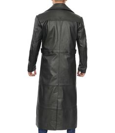 Introducing the Men's Classic Black Leather Duster Coat - the perfect addition to your wardrobe for a bold and classic look. Made from high-quality cowhide leather with a semi-aniline finish, this coat is both stylish and durable. With its open front style and open hem cuffs, this coat exudes confidence and sophistication. The quilted polyester lining provides warmth and comfort, making it perfect for colder weather. The coat also features two inside pockets and two outside pockets, giving you p Black Leather Outerwear, Classic Black Outerwear With Leather Lining, Winter Business Outerwear With Leather Lining, Formal Long Leather Jacket With Double Button, Classic Black Leather Jacket With Double Button Closure, Black Leather Outerwear With Leather Lining, Masculine Leather Jacket For Formal Winter Occasions, Masculine Winter Leather Jacket For Formal Occasions, Formal Winter Outerwear With Leather Lining