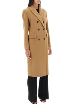 100% wool | Pinko Women's ebook Coat in Cammello Mocaccino Brown | FW23/24 Latest Fashion Design, Italian Outfits, Double Breasted Coat, Yoga Wear, Luxury Retail, Wool Coat, Luxury Boutique, Dress To Impress, Double Breasted