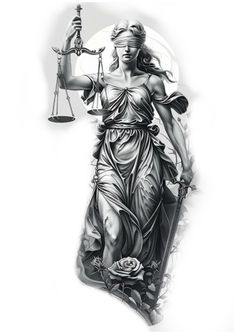 Justice Tattoo, Justice Statue, M Tattoos, Goddess Tattoo, Lady Justice, Mythology Tattoos, Greek Tattoos