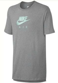 Nike Men's NSW Air Heritage Short Sleeve Cotton Tee Shirt Fabric: 100% Cotton Nike style: 847521 _____________________________ Nike Men's Tops Sizing Chart  Country: United States                Chest (in)         Waist (in)        Hip (in) ________________________________________ S            35 - 37 1/2         29 - 32        &nbsp Casual Short Sleeve Shirt With Logo, Nike Gray Crew Neck Shirt, Nike Gray Short Sleeve Shirt, Nike Cotton Top With Logo, Nike Cotton Tops With Logo, Gray Casual Shirt With Logo Print, Casual Gray Shirt With Logo Print, Gray Logo Print Casual Shirt, Nike Gray Summer Tops