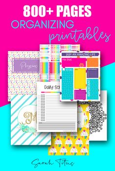 the book cover for 80 pages organizing printables