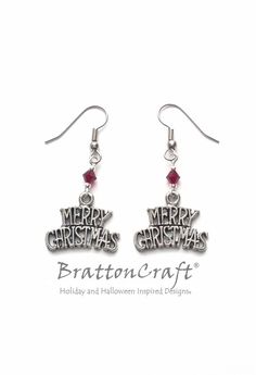 Merry Christmas Earrings  Christmas Earrings  by BrattonCraft Adjustable Silver Christmas Earrings, Nickel-free Sterling Silver Christmas Earrings, Nickel-free Sterling Silver Earrings For Christmas, Nickel-free Silver Earrings For Christmas, Nickel Free Silver Earrings For Christmas, Christmas Silver Jewelry With Matching Earrings, Nickel-free Metal Christmas Jewelry, Nickel-free Dangle Jewelry For Christmas, Silver Jewelry With Matching Earrings For Christmas