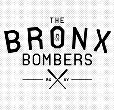 the bronx bombers logo with crossed baseball bats in black and white on a halftone background