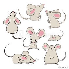 a set of cartoon mouses with different poses and expressions for each character in the game