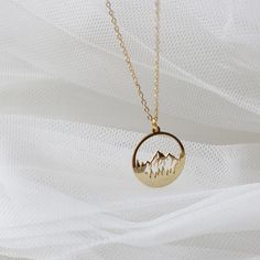 Scene Necklace, Wanderlust Necklace, Pretty Jewelry Necklaces, Forest Mountain, Round Necklace, Mountain Scene, Dream Jewelry