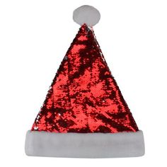 Every part of your holiday could use a little sparkle. This Santa hat is just what you need to complete your glamorous holiday decor. Red sequins flip to shiny silver with a sweep of your fingers along with a white faux fur cuff. Give your holiday the perfect amount of glitz with this awesome hat! Product Features:Reversible Christmas hatRed reversible sequin flip to silver sequins with one swipeThere is a white faux fur cuff and pom-pomSize Medium-Fits mostRecommended for indoor use onlyDimensi Christmas Santa Hat, Holiday Hats, Christmas Tableware, Red And Silver, Stocking Tree, White Faux Fur, Costume Hats, Christmas Hat, Silver Sequin