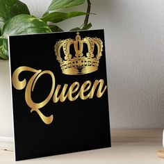 Professionally printed on firm, textured mat boards perfect for desks and shelves. Supplied with 3M velcro dots to easily affix to walls. Available in standard sizes. Noble lettering with golden crown. Also suitable as a gift. Luxurious crown for every king. Noble golden king & queen crown! Perfect as a gift idea for King & Queen from our circle of friends. Gold Crowns, Royalty Crown, Queen Gifts, Crown Gold, Circle Of Friends, Golden Crown, Queen Crown, Gift Art, Gold Crown