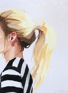 a painting of a woman with blonde hair and a quote on the back of her shirt