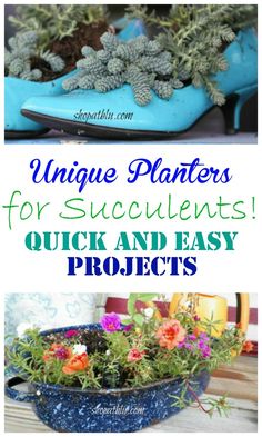 succulent planters shoes garden spring portulaca Backyard Furniture Diy, Pots Painting, Landscaping Along Fence, Inspiring Outdoor Spaces, Succulent Planter Diy, Building Raised Garden Beds, Beautiful Outdoor Living Spaces, Garden Display, Succulent Planters