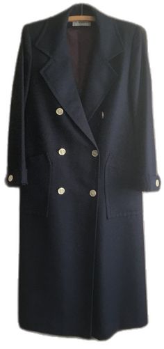 Elegant Navy Long Peacoat, Chic Navy Long Peacoat, Chic Navy Double-breasted Peacoat, Navy Peacoat With Button Cuffs For Fall, Long Blue Formal Outerwear, Blue Wool, Winter Coat, Double Breasted, Navy Blue