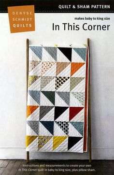 the cover of quilt and sham pattern book in this corner, with an image of a colorful