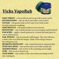 Uses for Vicks VapoRub Autogenic Training, 1000 Lifehacks, Sick Remedies