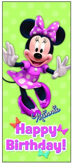 a minnie mouse birthday card with the words happy birthday