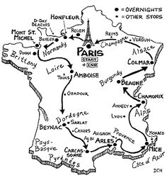 a black and white map with the names of paris