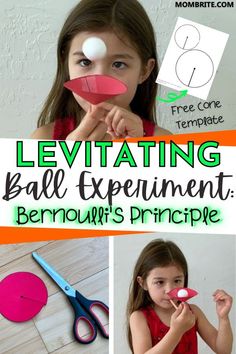 a collage of photos with text overlay that reads levitating ball experiment bernau's principee