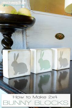 how to make 2x4 bunny blocks with stencils on a black table