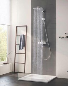 the shower head is connected to the wall