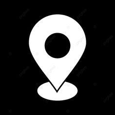 a black and white map pointer icon with an arrow pointing to the right on a dark background