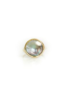 This one-of-a-kind ring was made after the hilo moon, or the new moon - the first night. It's a time to start new things, such as projects, products, and businesses. The new moon is symbolized and recognized its power to manifest intentions and desires. This mabe pearl has a rainbow shimmer and is set in a signet style 14k yellow gold ring. Size 7.25-7.5, and can be sized up or down a bit in either direction. Elegant Mother Of Pearl Round Rings, Classic Mother Of Pearl Round Rings, Formal Round Moon Phase Jewelry, Formal Moon Phase Jewelry, Classic Mother Of Pearl Rings, Formal Mother Of Pearl Round Ring, Formal Round Mother Of Pearl Ring, Formal Mother Of Pearl Ring, Mother Of Pearl Rings For Anniversary