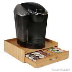 32-Capacity Bamboo Brown K-Cup Storage Drawer with Lip Panel - Super Arbor K Cup Storage, Coffee Pods Drawer, Nespresso Coffee Capsules, Pod Storage, Coffee Pod Storage, Chicago Apartment, Coffee Storage, Single Serve Coffee, Mind Reader