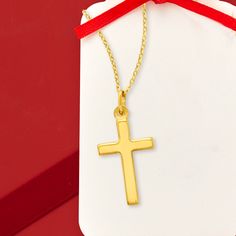 Ross-Simons - Italian 18kt Yellow Gold Cross Pendant Necklace. 20". Celebrate your faith with this classic cross necklace. Crafted in Italy, this holy icon is presented in polished 18kt yellow gold. Suspends from a cable chain. Lobster clasp, 18kt yellow gold cross pendant necklace. Yellow Gold Polished Cross Necklace Pendant, Yellow Gold Cross Pendant Necklace For First Communion, Yellow Gold Crucifix Cross Necklace For Formal Occasions, Classic Yellow Gold Cross Necklace, Formal Yellow Gold Crucifix Cross Necklace, Formal Yellow Gold Crucifix Necklace, Classic Gold Crucifix Cross Necklace, Classic Yellow Gold Cross Pendant Necklace, Classic Gold Necklace For First Communion