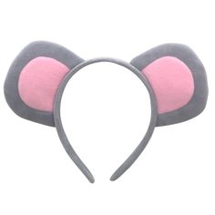 a gray and pink mouse ears headband