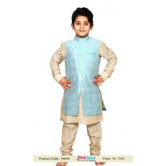 Buy Beige Silk Embroidered Boys Kurta Pajama Set Online - Express Shipping to USA, UK, Singapore, Canada, Australia, London, Birmingham, California, New York City, Los Angeles, Washington, Sydney, Melbourne and Ottawa Indian Wedding Dress Traditional, Kids Indian Wear, Angrakha Style, Beige Silk, Traditional Indian Wedding