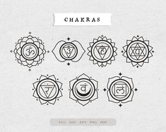 the chakras symbols and their meanings are shown in black on a white background