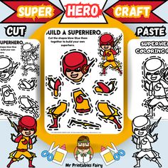 the super hero craft kit is shown with instructions for how to make it