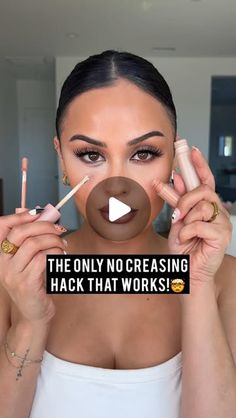 Christen Dominique on Instagram: "I’ve tried several no under eye creasing hacks but this one is the winner 🏆 If you have dark circles and heavy under eye folds do these steps!

Makeup Used
@elfcosmetics Color Corrector 
@dominiquecosmetics Wide Awake Full Cover Concealer 

#creasing #makeup #makeuphack #concealerhack #undereyebags #darkcircles" Best Makeup For Dark Circles Under Eyes, Eye Roller For Dark Circles, Under Eye Shadow Tutorial, Dark Under Eye Circles Makeup, Makeup For Under Eye Circles, Covering Under Eye Circles, Under Eye Concealer Creasing, How To Do Concealer Under Eyes, How To Hide Under Eye Bags With Makeup