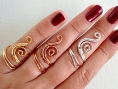 Adjustable wire Ring Silver Ring Copper Ring Gold Ring | Etsy Knuckle Rings Gold, Midi Rings Gold, Rings Diy, Diy Ring, Wire Wrapped Jewelry Diy, Bijoux Fil Aluminium, Copper Wire Jewelry, Ring Wire