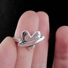 Sterling Silver Heart Ring For Valentine's Day, Handmade Silver Heart Promise Ring, Handmade Silver Heart Ring For Anniversary, Unique Silver Heart-shaped Ring, Handmade Sterling Silver Promise Heart Ring, Handmade Sterling Silver Heart Promise Ring, Handmade Sterling Silver Heart Ring For Promise, Handmade Sterling Silver Heart Ring For Wedding, Handmade Sterling Silver Open Heart Ring