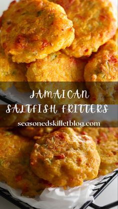 Jamaican Saltfish Fritters also known as Stamp and Go are a delicious savoury fritter recipe. These tasty treats come together in no time by combining a batter of veggies, seasonings, and salted codfish. It’s then fried until golden and crispy with a soft chewy center! Serve for breakfast, as an appetizer or enjoy as a snack throughout the day! Jamaican Saltfish Fritters Recipe, Jamaican Snacks, Stovetop Recipes, Guyanese Food, Cooking Soul Food, Caribbean Foods