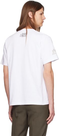 Cotton jersey T-shirt. · Rib knit crewneck · Logo patch embroidered at chest · Patch pocket · Graphic patch at sleeve · Logo printed at back collar Part of the sacai x Gonz collaboration. Supplier color: White Good Vibe Tribe, Vibe Tribe, Knit Crewneck, Jersey T Shirt, Good Vibes, Patch Logo, Patch Pocket, Rib Knit, Color White