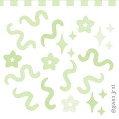 green and white wallpaper with stars and swirls