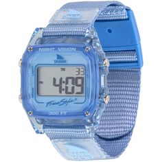 Make a splash this summer with the Blueberry Shark Clip Watch from Freestyle's Jelly Bean Collection! Featuring a vibrant transparent blue case and a color-coordinated Shark Clip strap with our new signature see-through patches in Blueberry color—this new watch is a perfect accessory for beach adventures and water sports. Designed for active lifestyles, this watch features water resistance up to 100m, essential digital functionalities like stopwatch, timer, and alarm, and a secure clip closure. Shark Clip Watch, Blueberry Color, Shark Watch, Blueberry Jelly, Surf Watch, Freestyle Watch, Corset Fashion Outfits, Watch Safes, Water Resistant Watch