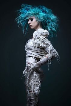 Diy Mummy Costume, Halloween Make Up, Halloween Inspiration, Halloween Make, Costume Makeup, Photoshoot Inspiration, Green Hair, Blue Hair