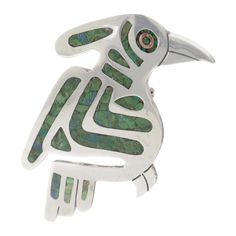 A fine vintage Mexican brooch or pin. In sterling silver. In the form of a bird with a circular copper eye and azurite (and possibly some turquoise) chip inlay. Marked to the reverse for the maker ASM. Simply a wonderful Taxco sterling brooch! Date: 20th Century Overall Condition: It is in overall good, as-pictured, used estate condition. There is some light edge wear, some fine and light surface scratches, and other signs of light wear consistent with age. Fineness: Marked 925 for sterling silv Copper Eye, Mexican Jewelry, Metal Birds, Bird Brooch, Vintage Mexican, The Maker, Mixed Metals, 20th Century, Copper