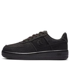 (PS) Nike Stussy x Air Force 1 Low 'Black' DD1578-001 (AF1/SNKR/Skate/Casual/Low Top) Black Nike Air Force 1 Low-top Breathable, Black Nike Air Force 1 Streetwear With Rubber Sole, Black Breathable Low-top Skate Shoes, Black Nike Air Force 1 Breathable Sporty, Casual Black Nike Air Force 1, Black Skate Shoes With Laces For Sports, Black Lace Skate Shoes For Sports, Nike Air Force 1 Black Casual, Casual Black Nike Air Force 1 For Streetwear