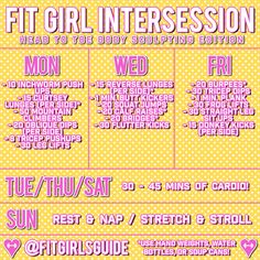 a poster with the words fit girl intersesion on it