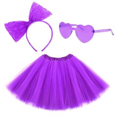 PRICES MAY VARY. 3-Piece Set: You will get 1 Adult Tutu skirts for women+1 heart glasses+ 1 bow headband. The perfect same color set combination will save you the hassle of purchasing additional accessories, allowing you to have a perfect party accessories. Available in many colors for your choice. Tutu Dress for Women : This purple tutu skirts for women is made of premium polymer, 40cm (15.75in) length, an elastic wait that can stretch up to 110cm (43.3in). The waist is wrapped in a satin mater Tutu Dress For Women, Tutus For Women, Running Tutu, 80s Accessories, Tutu Women, Pink Party Favors, Tutu Skirt Women, Purple Tutu, Heart Shaped Glasses