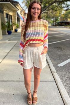 Striped Crochet Top | Sophie & Trey Striped Crochet Top, Stripe Crochet Top, Cute Trendy Dresses, Online Clothing Boutiques, Dress Store, Crop Top Sweater, Maxi Dresses Casual, Spring Wardrobe, Spring Looks