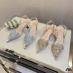 Zlily - Sparkling Rhinestone Wedding Shoes with High Heel Rhinestone Wedding Shoes, Bling Heels, Wedding High Heels, Modern Sandals, Casual High Heels, Crystal Heels, Elegant Heels, Wedding Dress Shoes, Trending Boots