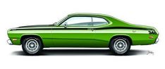 a green muscle car is shown on a white background