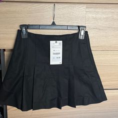 Zara Pleated Skirt -Size Xs -New With Tags!! -Never Worn Cotton Mini Skort For Night Out, Trendy Zara Mini Skort, Zara Pleated Mini Skirt For Work, Zara Pleated Mini Skort, Cotton Mini Skirt For Night Out, Cotton Skirt For Night Out, Trendy Fitted Zara Skort, Trendy Fitted Zara Skirt, Zara Pleated Skirted Bottoms